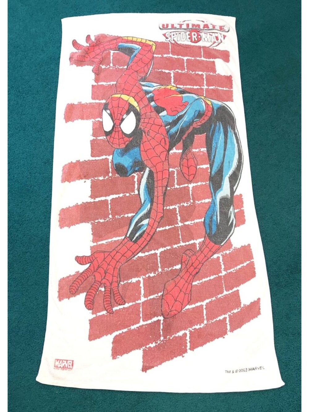 Marvel Ultimate Spider-Man 55”Lx29”H Beach Towel Used Rare 2003